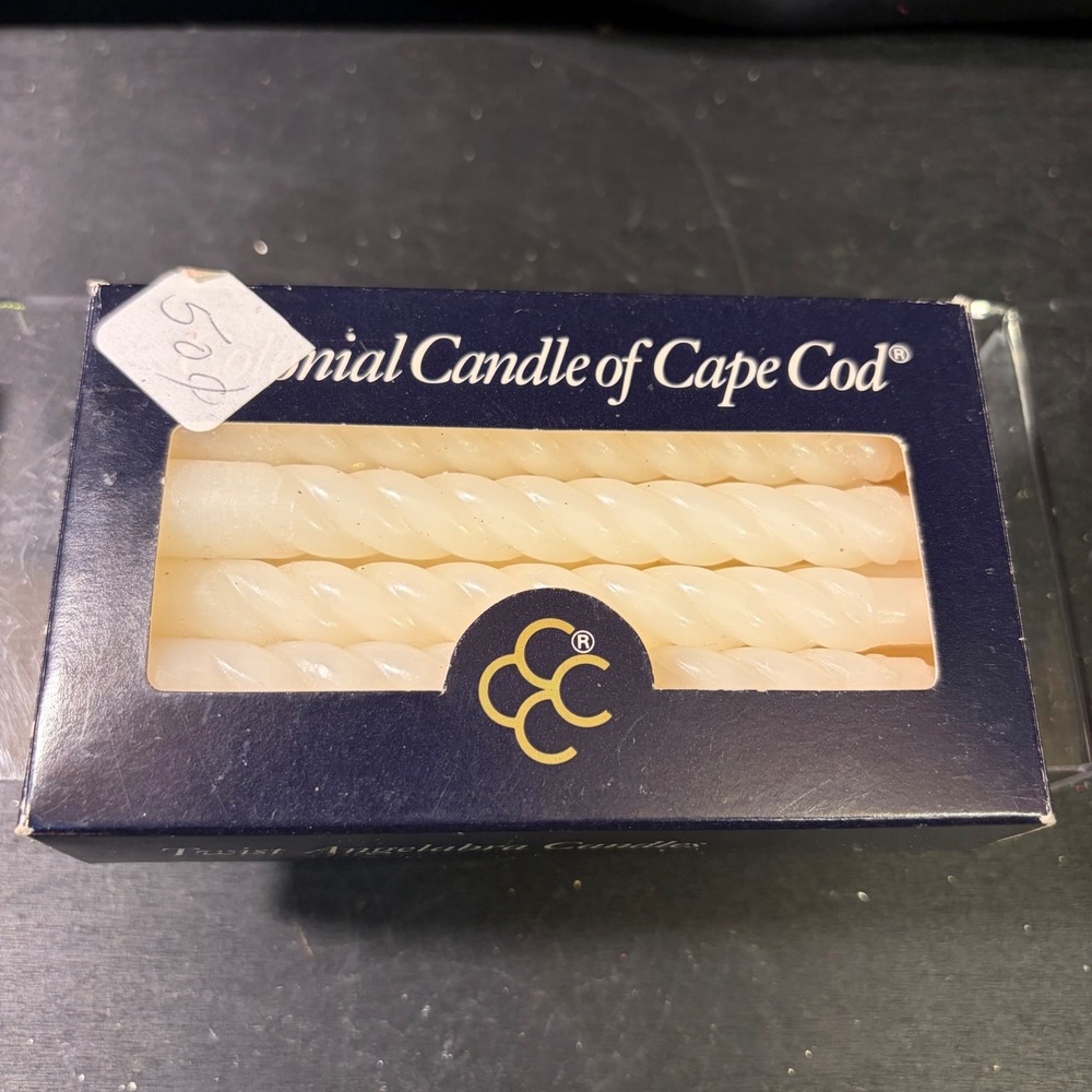 Colonial Candle of Cape Cod Twist Angelabra 12 White Candles 4.5 Inch G0410